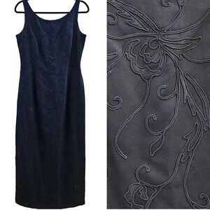 Vintage Marie St. Claire Black Embroidered Dress